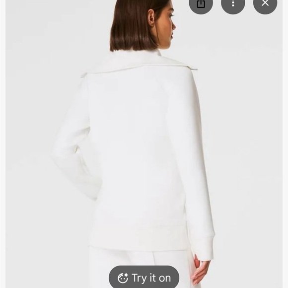 SPANX Cream Ribbed Zip-Up Jacket - Picture 2 of 7